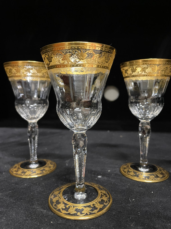 Saint Louis - Modell Callot Cristal Doré 4 Weingläser H: 13,5 Cm Thistle