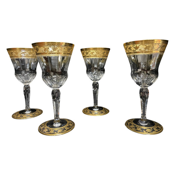 Saint Louis - Modell Callot Cristal Doré 4 Weingläser H: 13,5 Cm Thistle