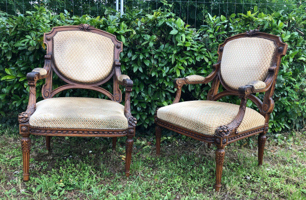 Paire De Fauteuils De Style Louis XVI époque Fin XIXème