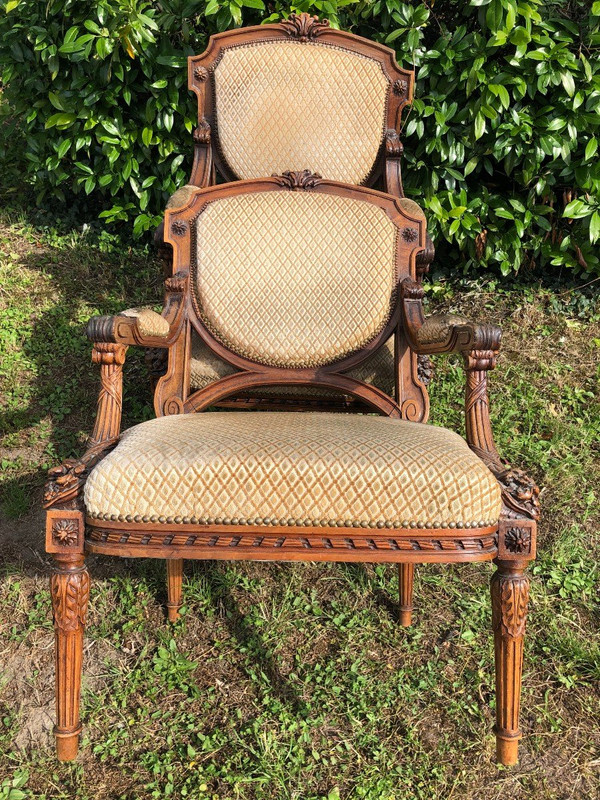 Paire De Fauteuils De Style Louis XVI époque Fin XIXème