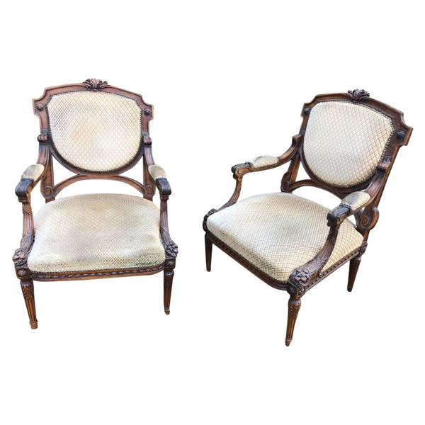 Paire De Fauteuils De Style Louis XVI époque Fin XIXème