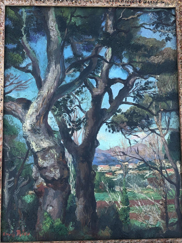 Louis Adolphe Riou (1893-1958) Vue De Village - Huile Sur Toile - Tableau