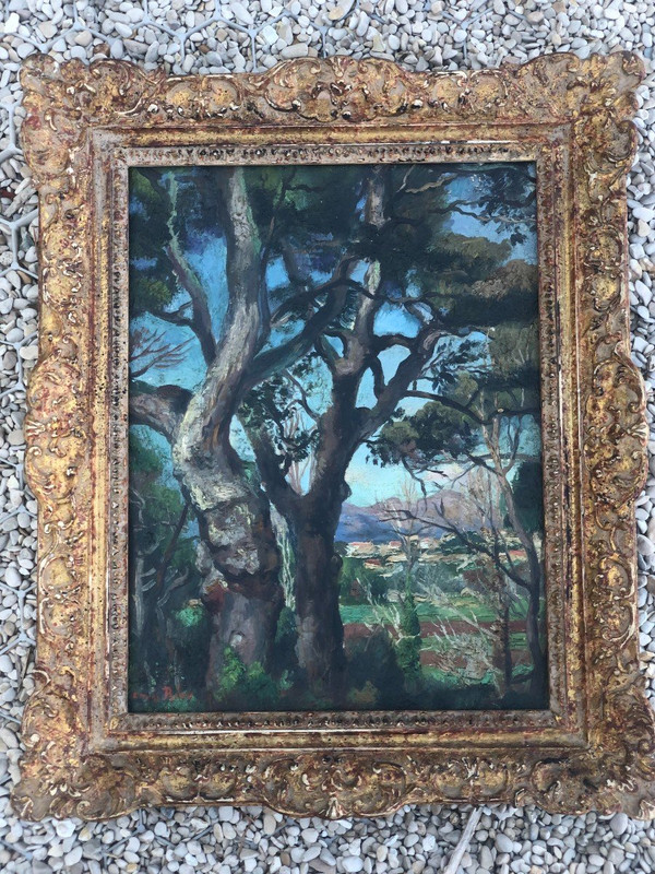 Louis Adolphe Riou (1893-1958) Vue De Village - Huile Sur Toile - Tableau