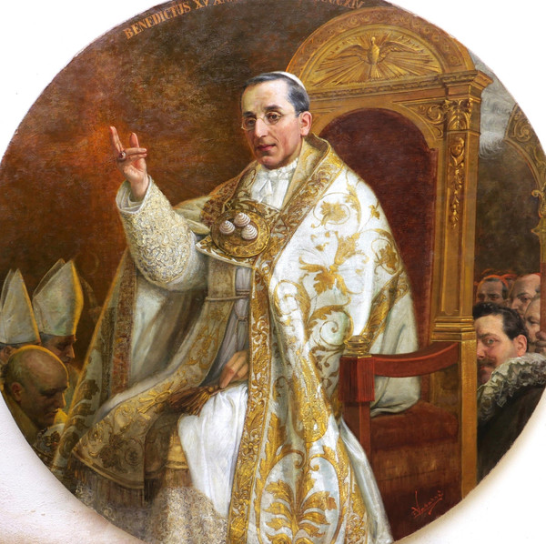 Emilio VASARRI, Portrait of Pope Benedict XV on the papal throne