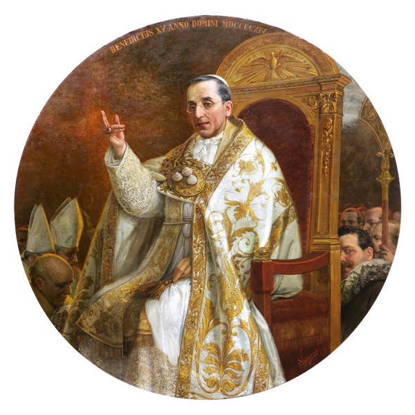 Emilio VASARRI, Portrait of Pope Benedict XV on the papal throne