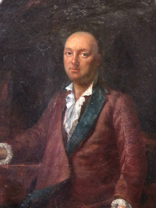 Umkreis von Johann Georg Ziesenis (1716-1776) Porträt eines Mannes in seinem Kabinett