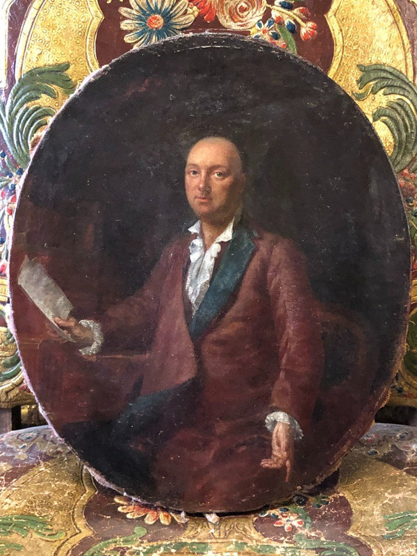 Umkreis von Johann Georg Ziesenis (1716-1776) Porträt eines Mannes in seinem Kabinett