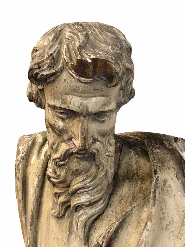Heilige bärtige Person - Holz Geschnitzt 17. Jahrhundert - H 153 cm