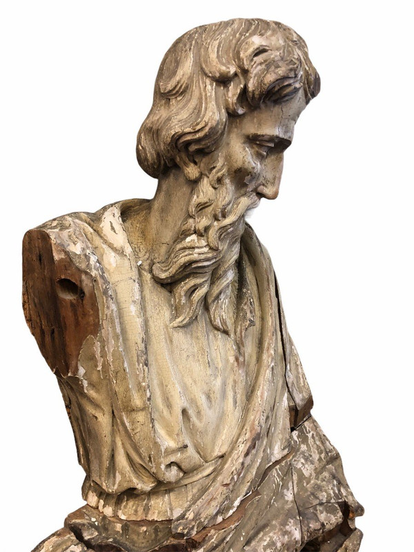 Heilige bärtige Person - Holz Geschnitzt 17. Jahrhundert - H 153 cm