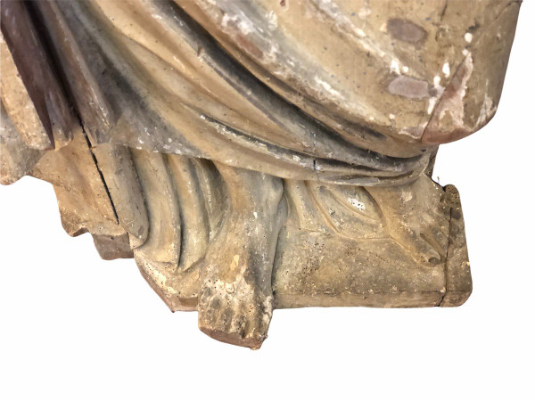 Heilige bärtige Person - Holz Geschnitzt 17. Jahrhundert - H 153 cm