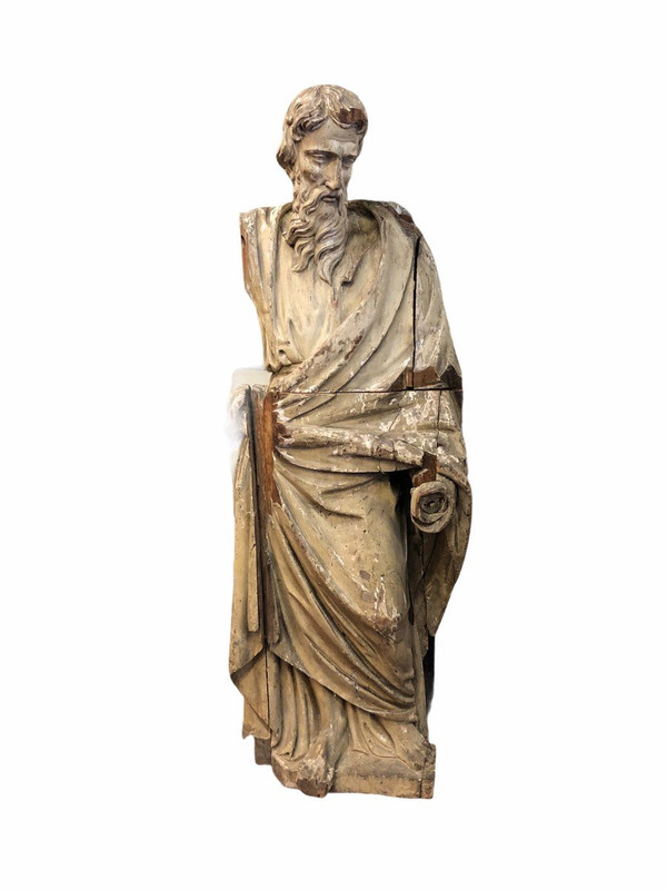 Heilige bärtige Person - Holz Geschnitzt 17. Jahrhundert - H 153 cm
