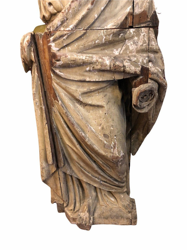 Heilige bärtige Person - Holz Geschnitzt 17. Jahrhundert - H 153 cm