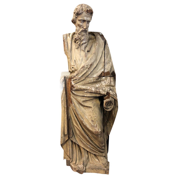 Heilige bärtige Person - Holz Geschnitzt 17. Jahrhundert - H 153 cm