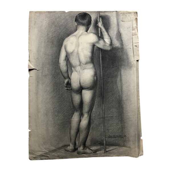 Vecchio disegno accademico intorno al 1900 di Chauvet Gaston - Matita n. 2