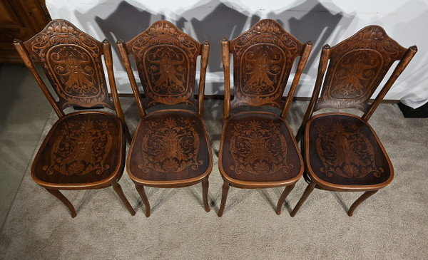 Suite of 4 Curved Beech Chairs, n°67 by Jacob & Josef Kohn - 1900