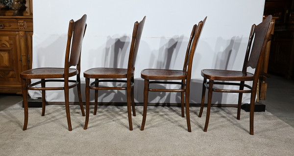 Suite of 4 Curved Beech Chairs, n°67 by Jacob & Josef Kohn - 1900