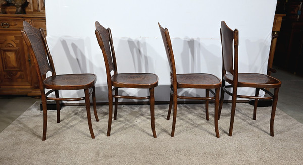 Suite of 4 Curved Beech Chairs, n°67 by Jacob & Josef Kohn - 1900