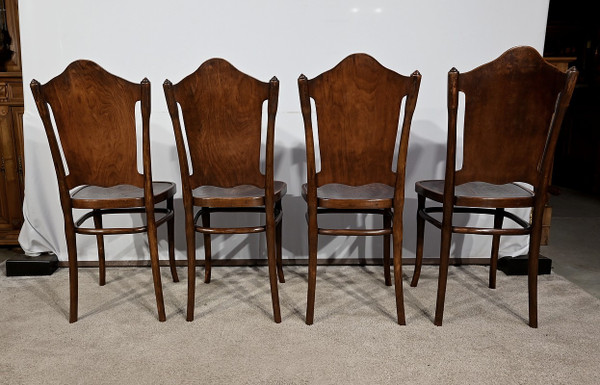 Suite of 4 Curved Beech Chairs, n°67 by Jacob & Josef Kohn - 1900