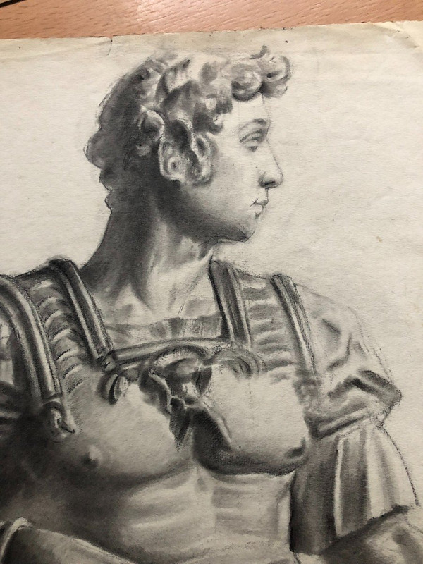 Ancien Dessin Académique Vers 1900 Par Chauvet Gaston - Crayon N° 4