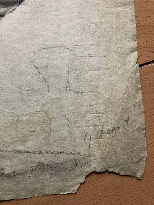 Ancien Dessin Académique Vers 1900 Par Chauvet Gaston - Crayon N° 4