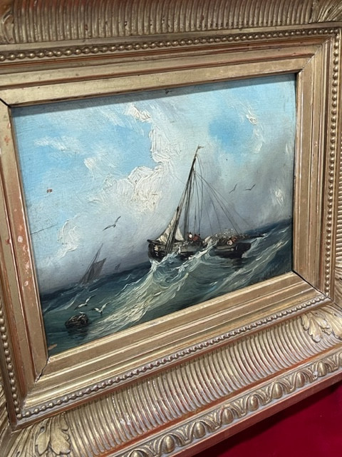 Tableau marine huile sur bois XIX ème