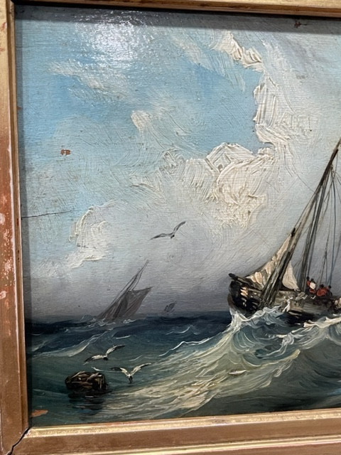 Tableau marine huile sur bois XIX ème