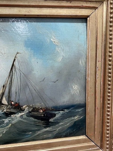 Tableau marine huile sur bois XIX ème