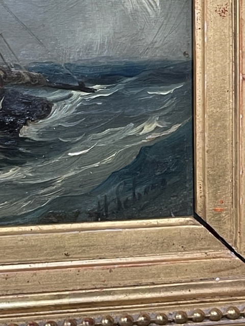 Tableau marine huile sur bois XIX ème