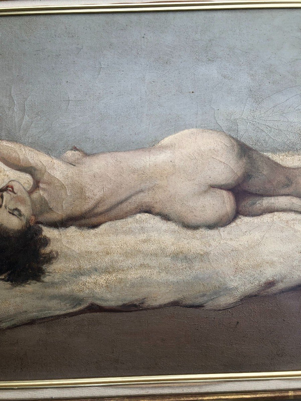 Dipinto su tela - Nudo con pelle d'orso bianco 1930 circa