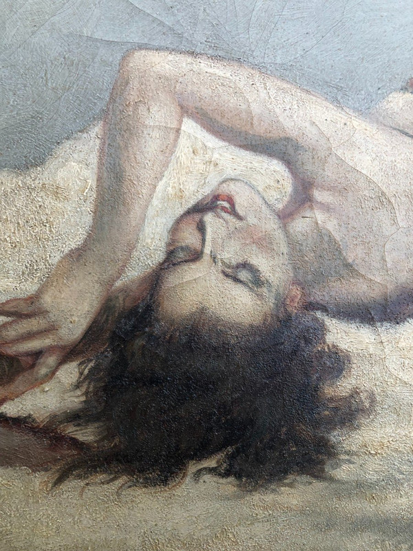 Dipinto su tela - Nudo con pelle d'orso bianco 1930 circa