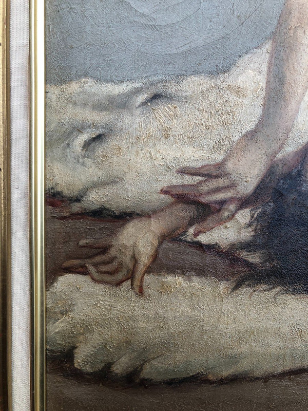 Dipinto su tela - Nudo con pelle d'orso bianco 1930 circa