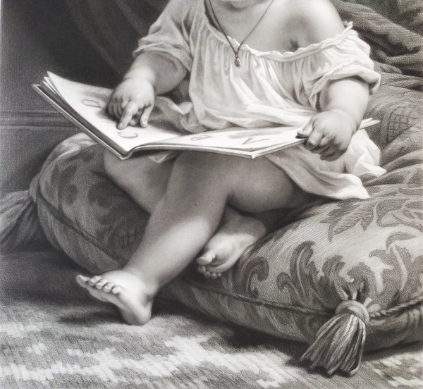 Etching The Child Portrait Study 19th Century Engraving By Jouanin After Holfeld Print