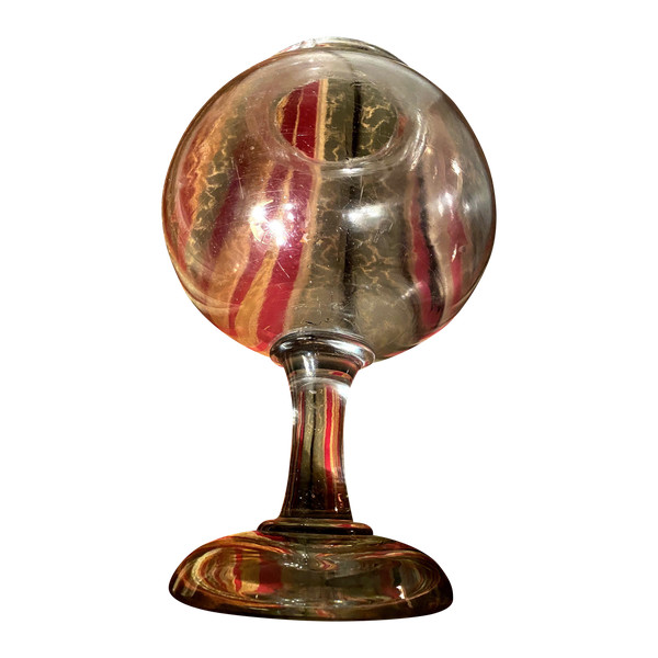Very large leech jar on shower stand in blown glass from the 18th century south of France