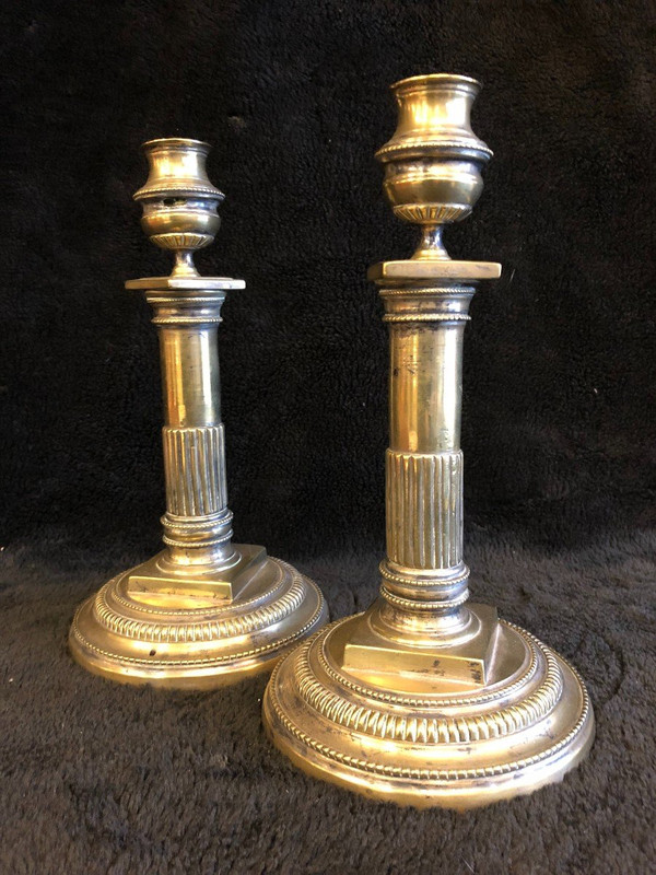 Pair Of Bronze Candlesticks From The 18th Century