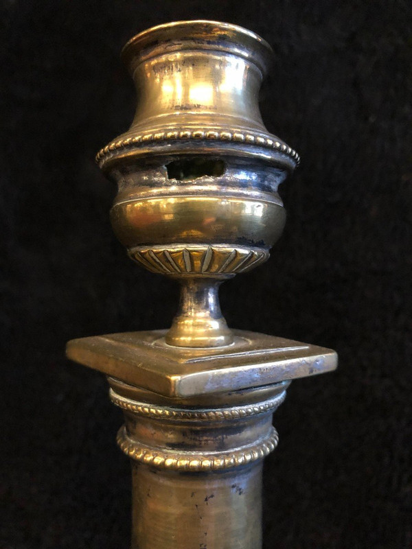 Pair Of Bronze Candlesticks From The 18th Century