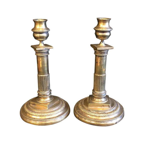 Pair Of Bronze Candlesticks From The 18th Century