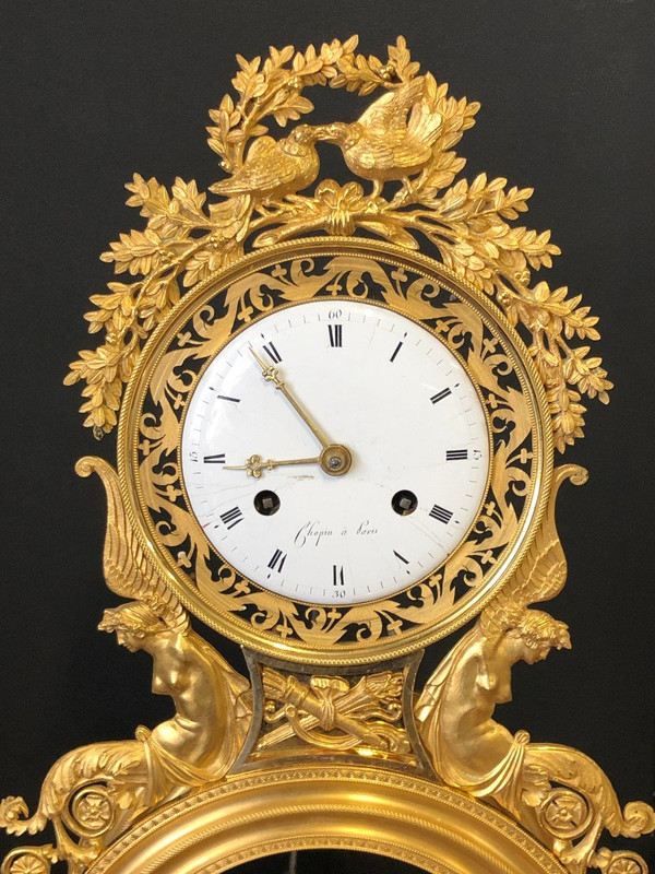 Directoire Skelettuhr aus vergoldeter Bronze – Empire