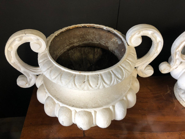 Pair Of Garden Cast Iron Vases Late 19th Century