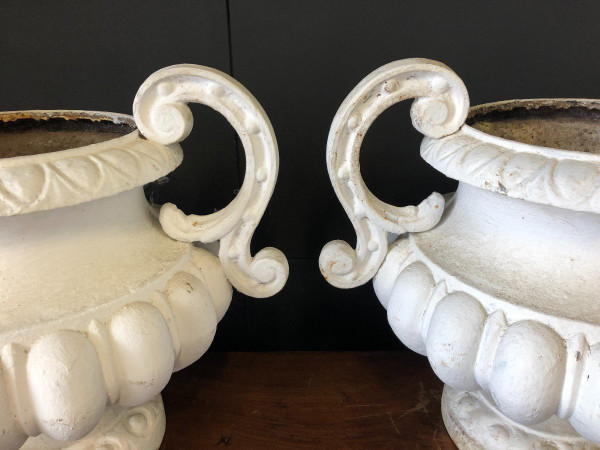 Pair Of Garden Cast Iron Vases Late 19th Century
