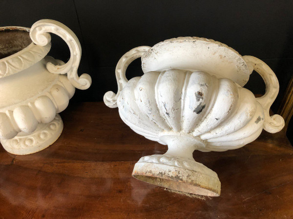 Pair Of Garden Cast Iron Vases Late 19th Century