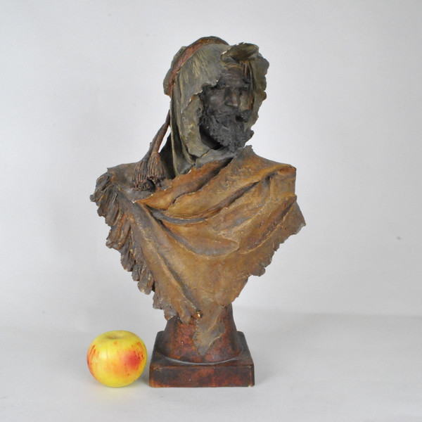 Stellmacher, Busto in Terracotta, Arabo, XIX Secolo