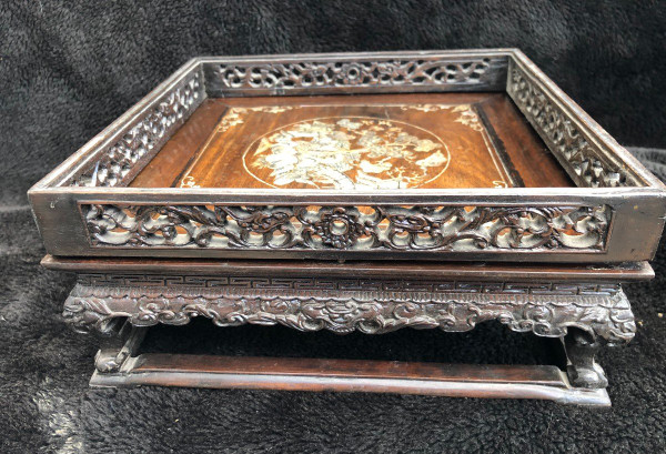 Scholar's Table Or Wooden Tray Inlaid With Mother-of-pearl Indochina 19th