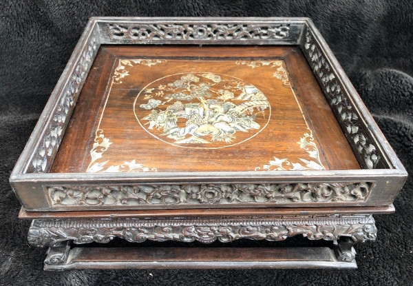 Scholar's Table Or Wooden Tray Inlaid With Mother-of-pearl Indochina 19th