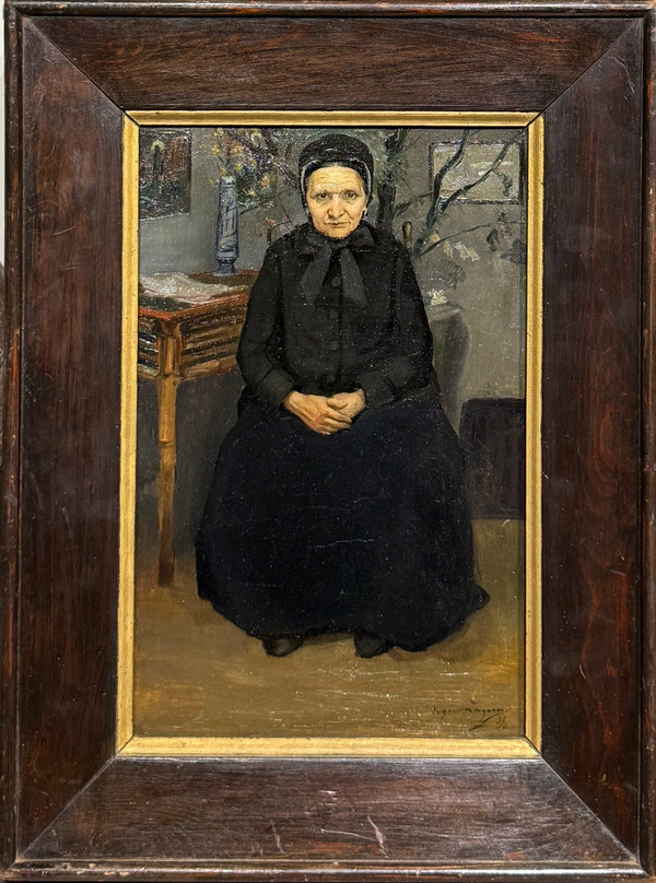 Eugène Lagare ( 1872 - 1929) Portrait De La Mère De L'artiste Dans L'atelier, 1895