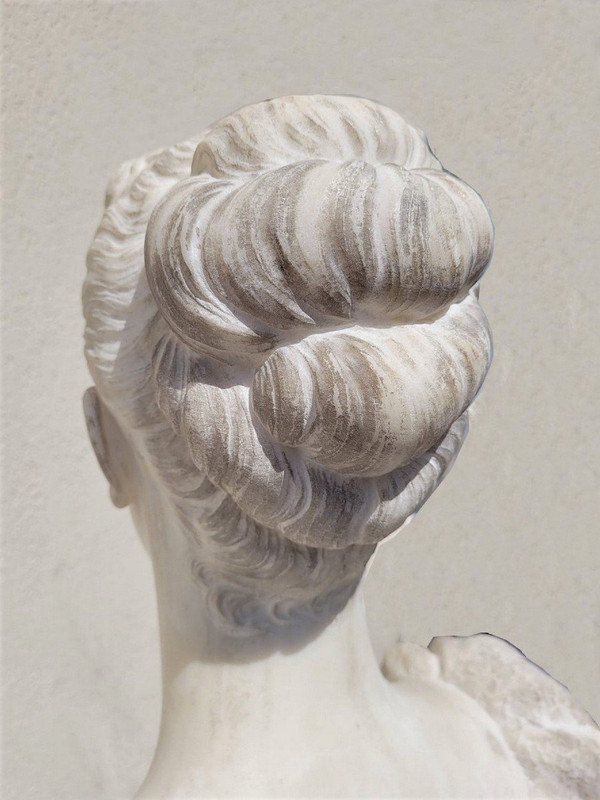 *Offre spéciale  *Busto di dama, marmo bianco firmato Waldo Story, Roma 1894