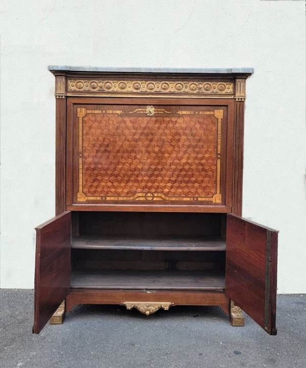*Offre spéciale  *Grande Secretaire con ribalta in intarsio, fine XIX secolo