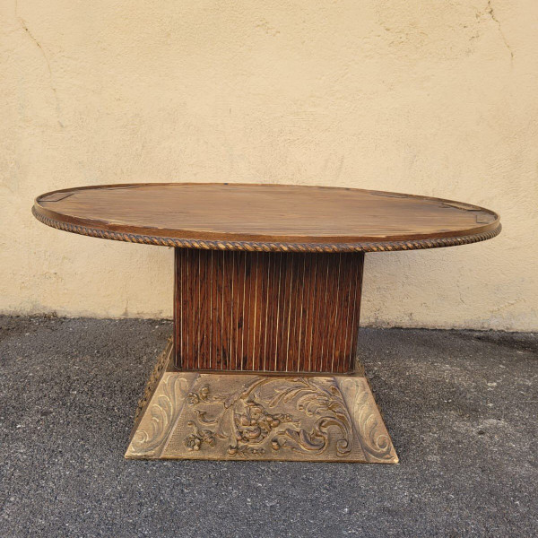 *Offre spéciale*Table Basse En Bois Et Verre églomisé, Art Déco, XXème Siècle
