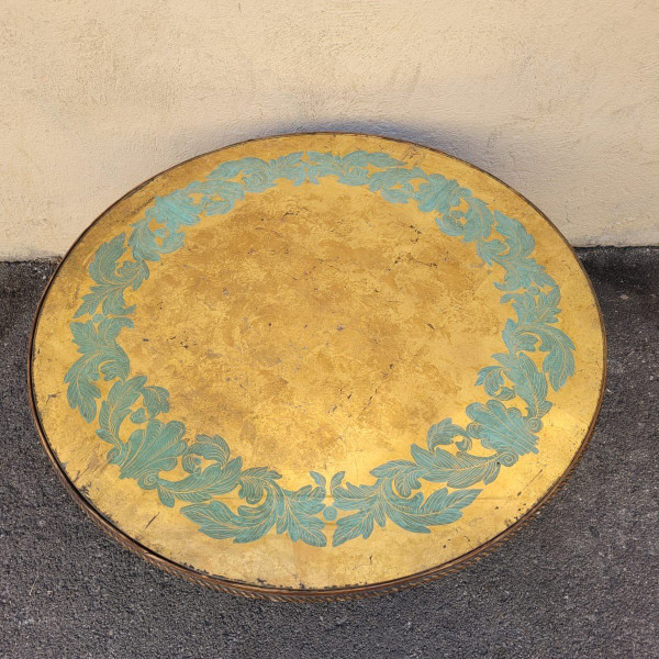 *Offre spéciale*Table Basse En Bois Et Verre églomisé, Art Déco, XXème Siècle