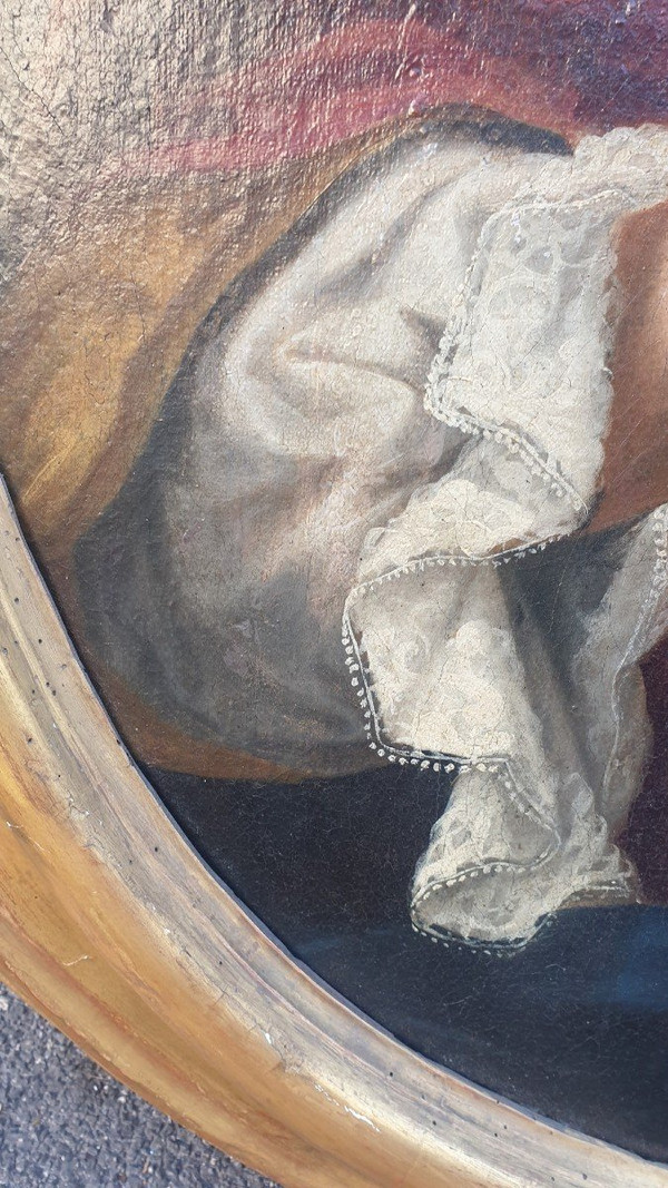 Porträt einer Dame mit Fächer, oval gerahmt, 18. Jahrhundert