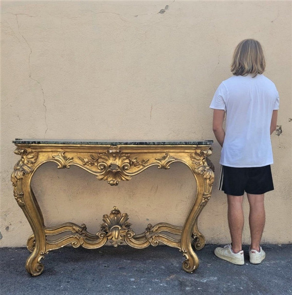 Console En Bois Doré De Style Louis XV, XIXème Siècle